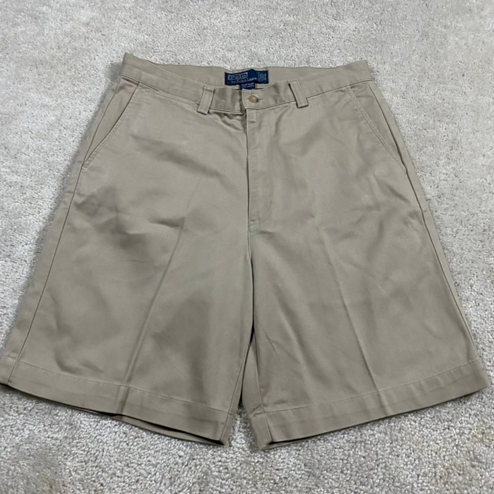 VTG Polo Ralph Lauren Philip Short Mens 32 Khaki Tan Classic Chino Cotton Twill